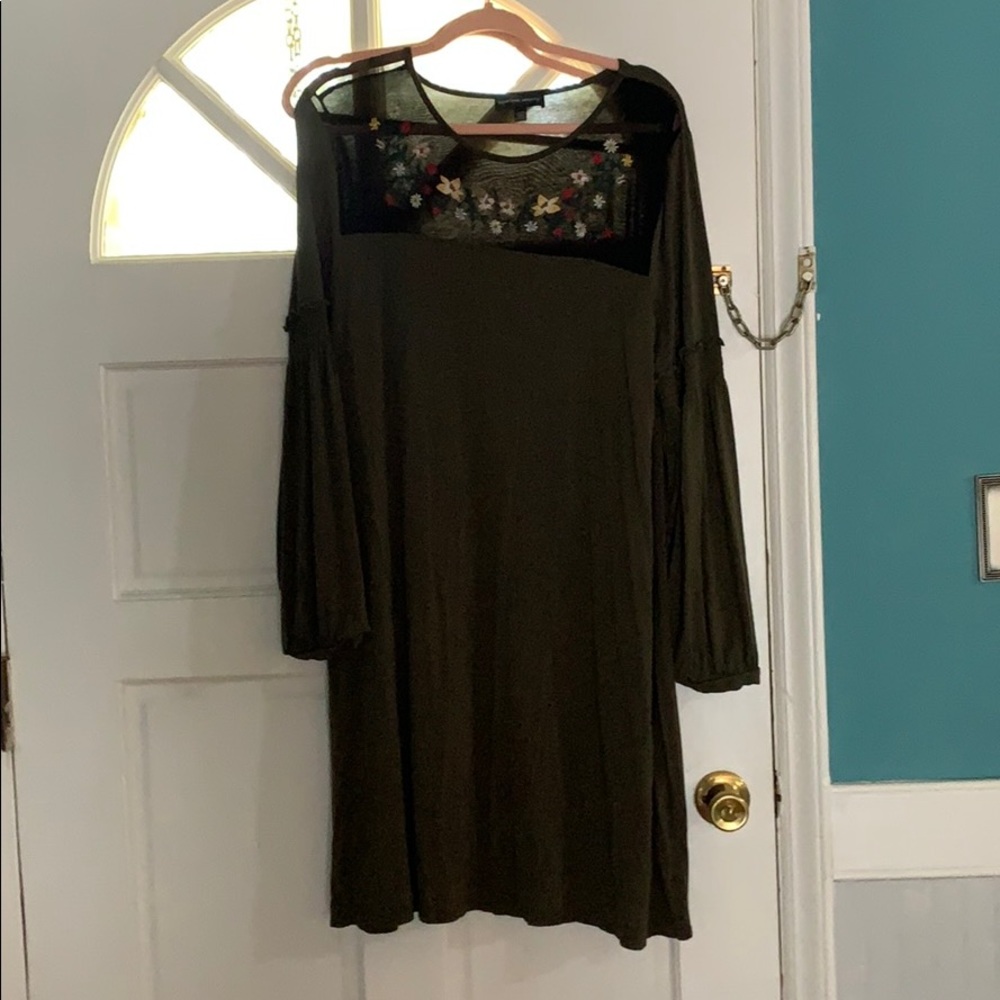 Green dress with bell sleeves